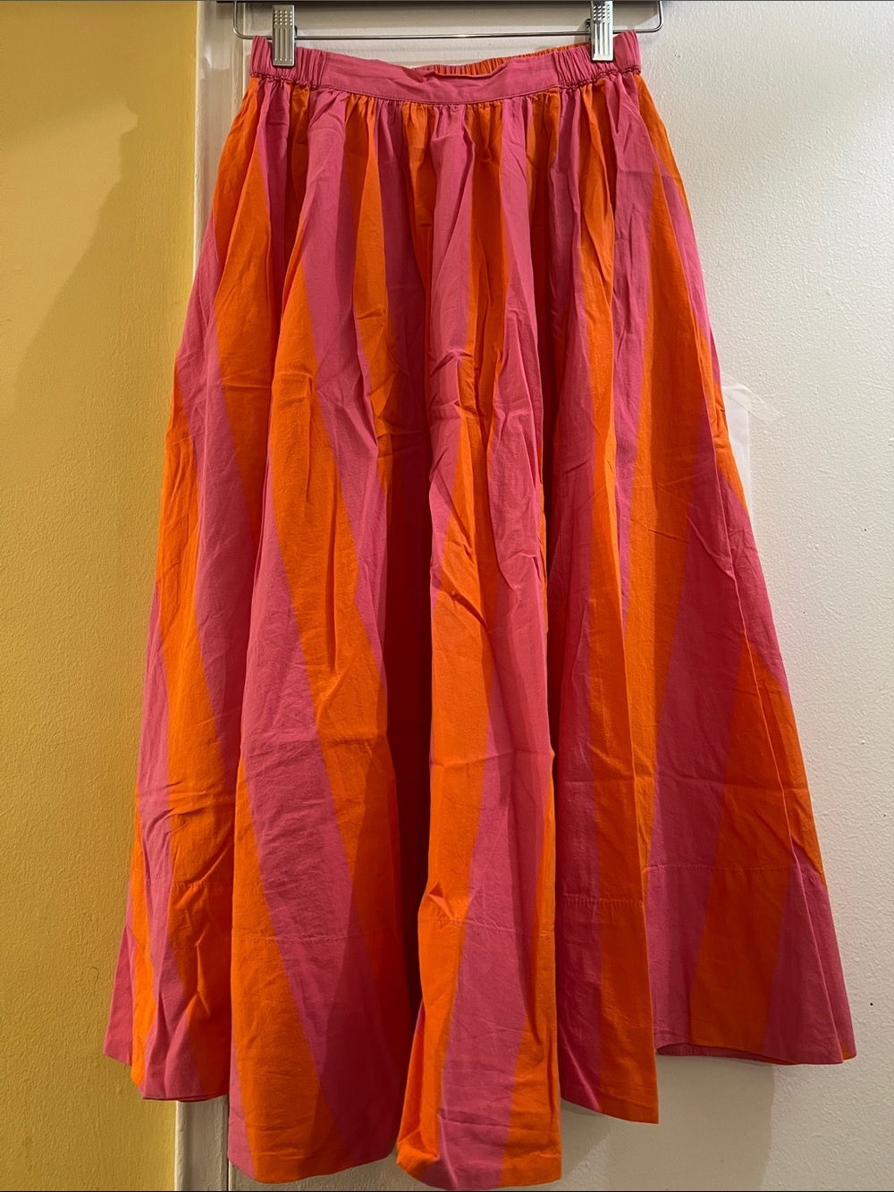 Free People Pink and Orange Striped Full Maxi Skirt